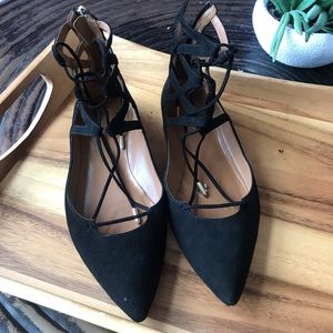 Aquazzura Christy Suede Lace up Flats